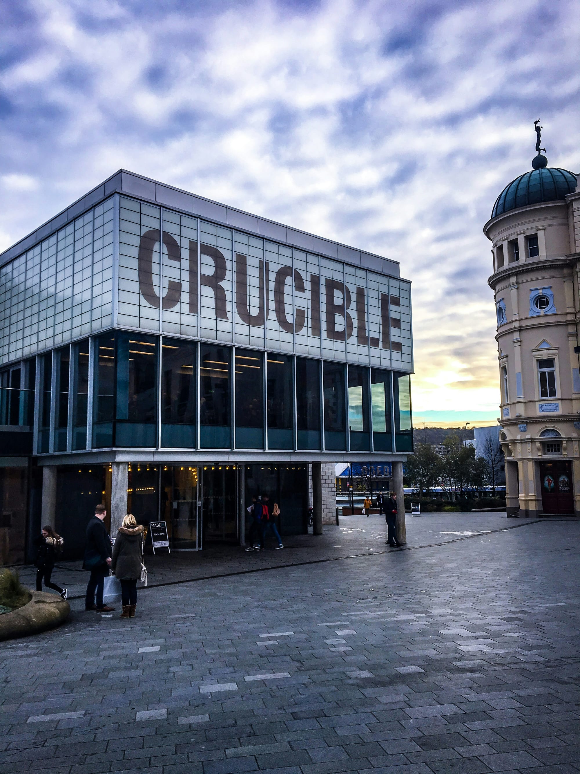 a picture of the Crucible Theatre, the home of Snooker, Sheffield